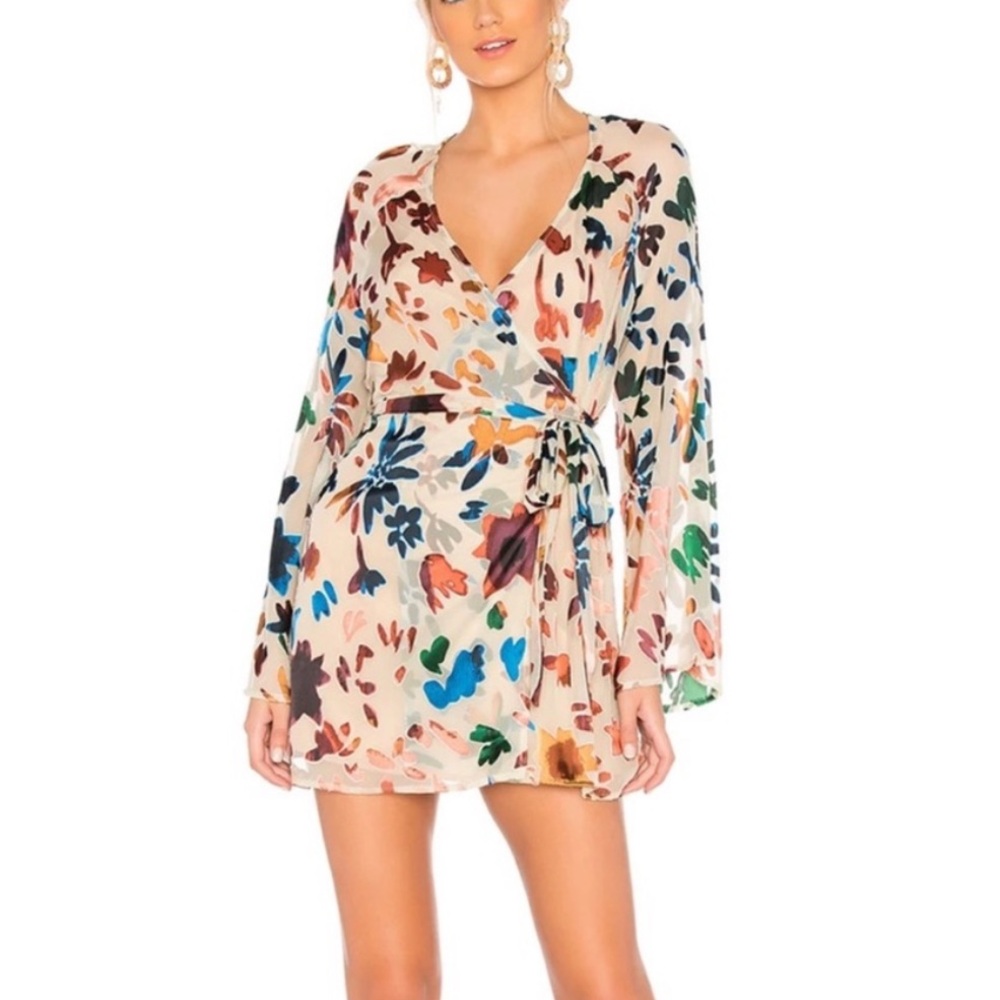 Tularosa Multicolor Floral Wrap Dress